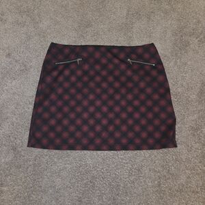 Maurices Red and Black Patterned Mini Skirt, Size 20